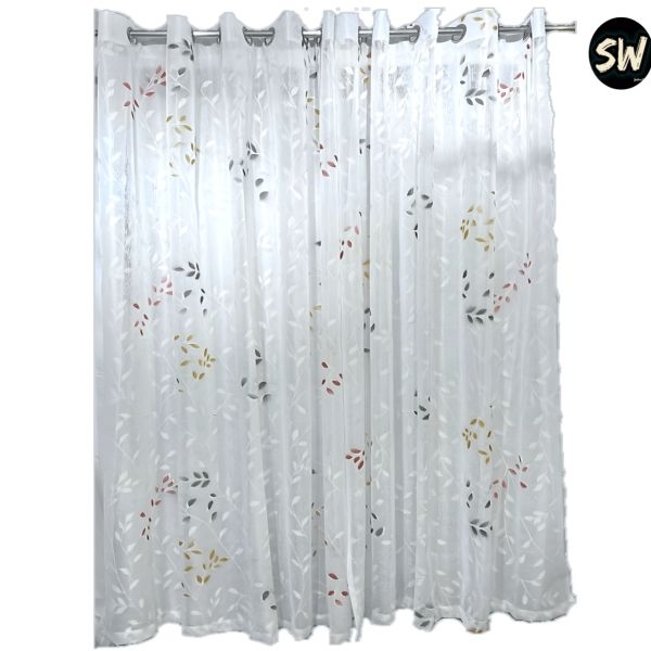 Self Embossed Net Colorful Curtain - 1 Pc (5 X 7). ft (100% Original) - Image 3