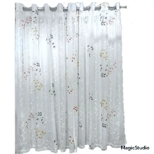 Self Embossed Net Colorful Curtain - 2 Pc (5 X 7)ft Set (100% Original) With Ring Eyelet - Image 3