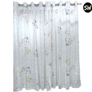 Self Embossed Net Colorful Curtain - 2 Pc (5 X 7)ft Set (100% Original) With Ring Eyelet