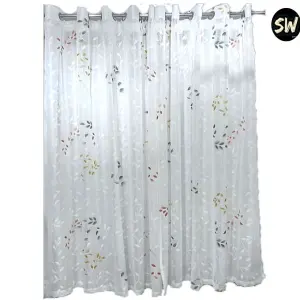 Self Embossed Net Colorful Curtain - 2 Pc (5 X 7)ft Set (100% Original) With Ring Eyelet