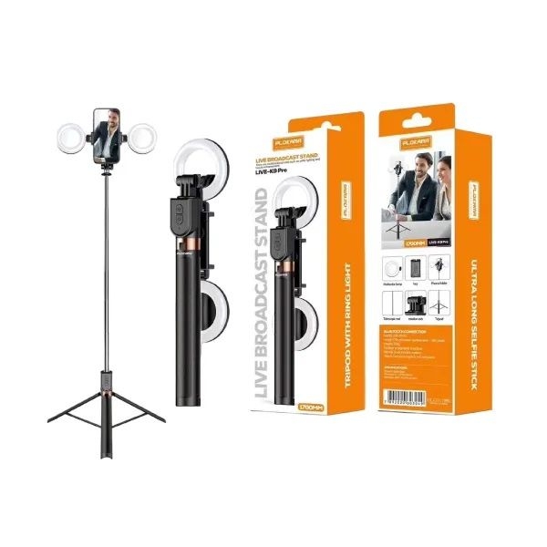 Selfie Stick Tripod With Double Light 360° Rotation, Bluetooth - Image 3