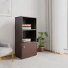 Semi-Open Book Shelf 2 Shelf Bookcase with Cabinet