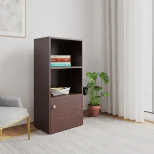Semi-Open Book Shelf 2 Shelf Bookcase with Cabinet