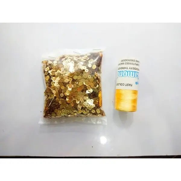 Sequins/Sitara 5mm for embroidery (100grams) with Embroidery Thread - Image 3
