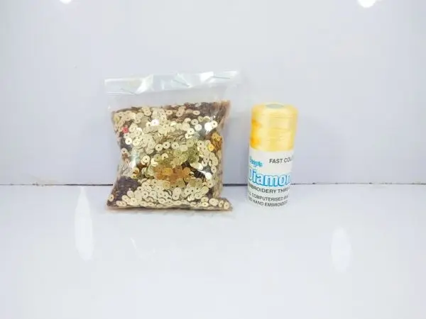 Sequins/Sitara 5mm for embroidery (100grams) with Embroidery Thread