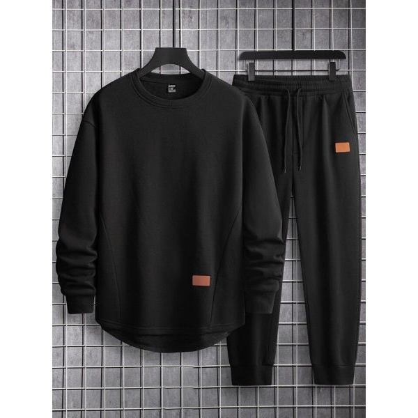 (Set Of 2) Men's Winter Warm Cotton Fleece Plain Sweatshirt Set. - Image 2