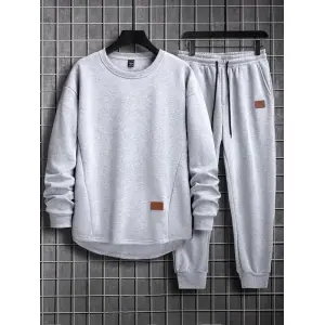 (Set Of 2) Men's Winter Warm Cotton Fleece Plain Sweatshirt Set.