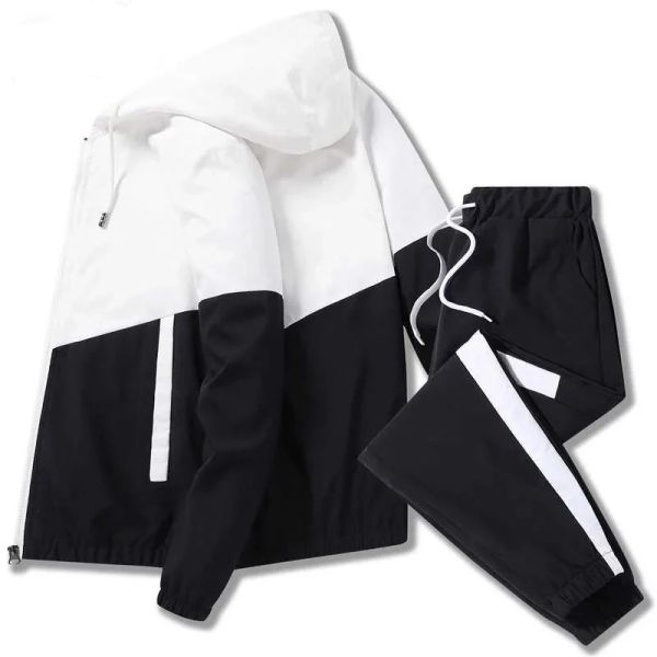 (Set of 2 Piece) Summer Stretchable Wrinkle Jacket And Joggers Set For Men's . - Image 2