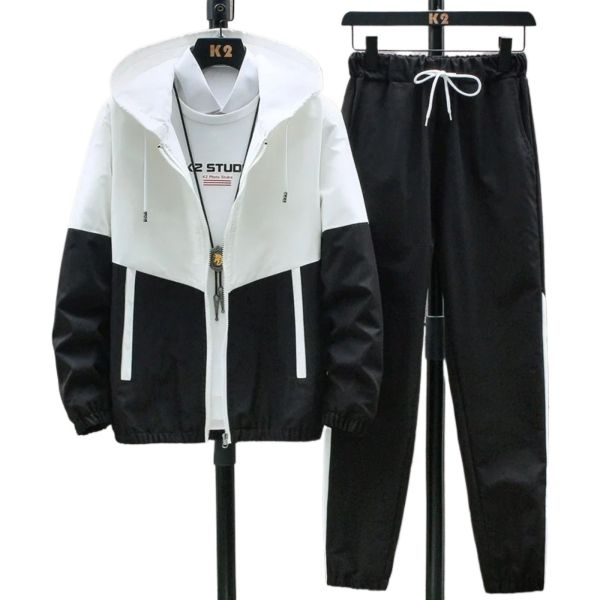 (Set of 2 Piece) Summer Stretchable Wrinkle Jacket And Joggers Set For Men's . - Image 5