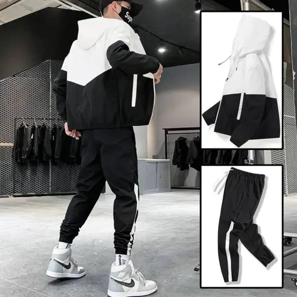 ( Set Of 2 ) Stretchable Summer Lightweight Jacket And Jogger Set For Men's. - Image 2