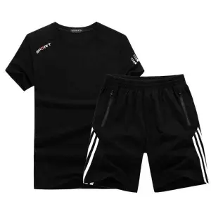 (Set Of 2 ) Summer Stylish Sporty Fabric T-shirt and Shorts Set For Men's .