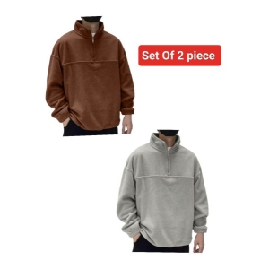 (Set of 2 ) Winter Warm Polar Fleece Half Zipped Sweatshirt For Men's.