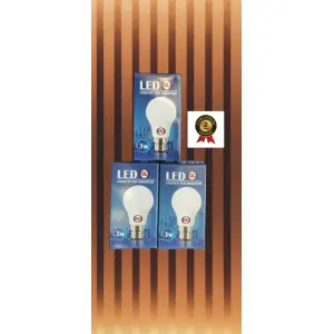 (Set of 3) GL 3W Led Bulb B22 Cool daylight With 2 years warranty 3 Watt 3 W 80% Energy saver