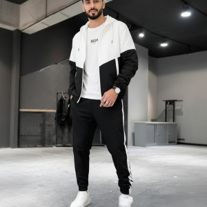 (Set Of 3) Men Summer Windcheater Half T-Shirt And Wrinkle Joggers Set (Bwst 313) - Fashion | Men'S Wear | Jacket And Joggers For Men