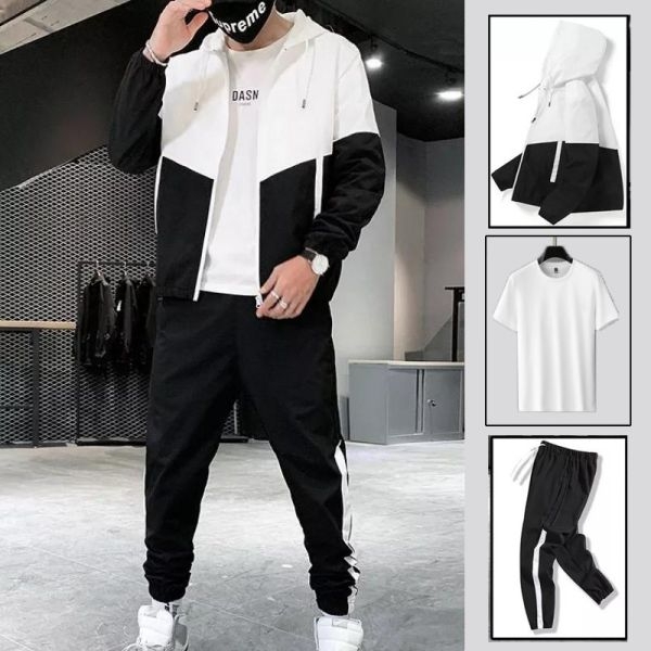 (Set Of 3) Men Summer Windcheater Half T-Shirt And Wrinkle Joggers Set (Bwst 313) - Fashion | Men'S Wear | Jacket And Joggers For Men - Image 5