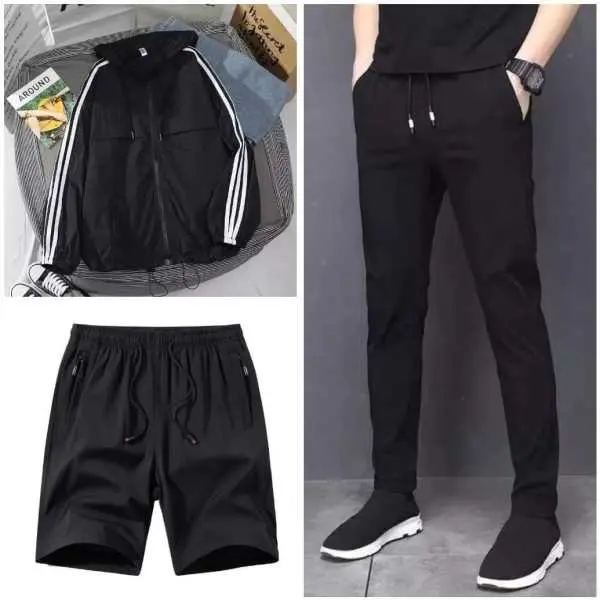 (Set of 3) Men Summer Windcheater ,Shorts and Wrinkle Joggers Set . - Fashion | Jackets For Men | Men's Wear | Windcheaters | - Image 2