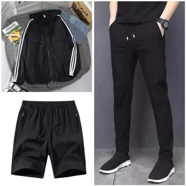 (Set of 3) Men Summer Windcheater ,Shorts and Wrinkle Joggers Set . - Fashion | Jackets For Men | Men's Wear | Windcheaters | - Image 3