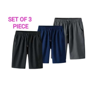 (Set of 3 )Men's Summer plain 3 Zipped Pocket Shorts. - Fashion | Shorts For Men | Men's Wear | Summer Shorts |