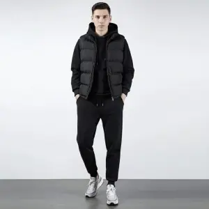 Set Of 3 PICs Men's Warm Tracksuit Set Half Jacket Hoodie And Jogge- Fashion | Joggers For Men | Jackets |