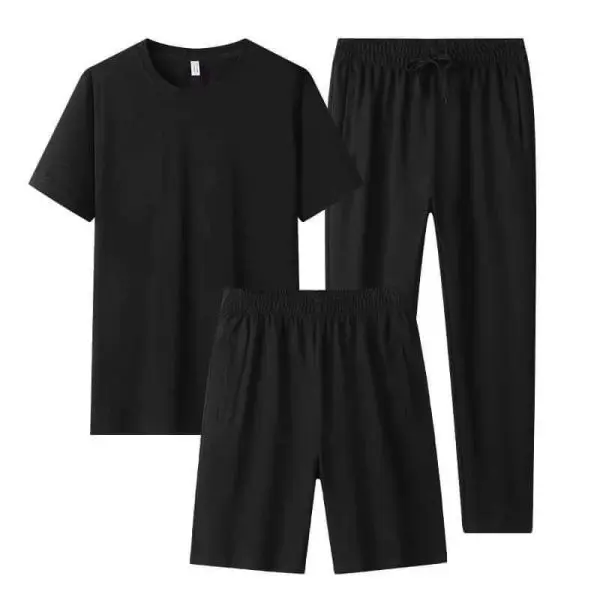 (Set of 3) Summer Men's half pant , Half T-shirt and Joggers Set. - Image 2