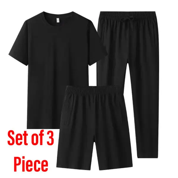 (Set of 3) Summer Men's half pant , Half T-shirt and Joggers Set. - Image 3