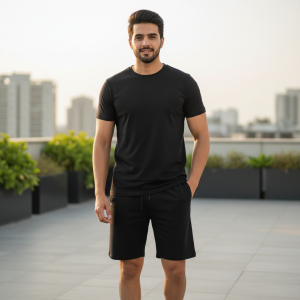 (Set of 3) Summer Men's half pant , Half T-shirt and Joggers Set.