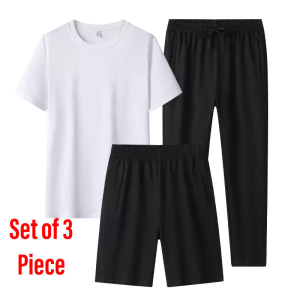 (Set of 3) Summer Men's Half pant , Half T-shirt and Joggers Set. - Fashion | Summer Clothing Set For Men | Men's Wear |