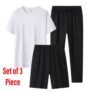 (Set of 3) Summer Men's Half pant , Half T-shirt and Joggers Set. - Fashion | Summer Clothing Set For Men | Men's Wear |