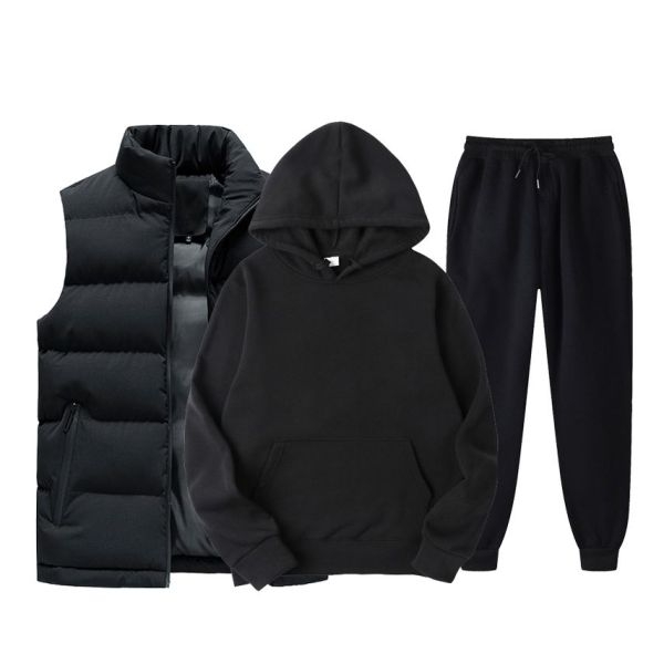 (Set of 3) Winter Warm Cotton Fleece Tracksuit Set For Men's. - Image 2
