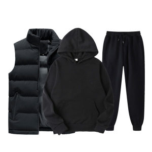 (Set of 3) Winter Warm Cotton Fleece Tracksuit Set For Men's.
