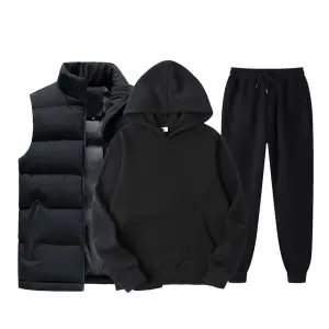 (Set of 3) Winter Warm Cotton Fleece Tracksuit Set For Men's.