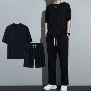 (Set of 3)Men's Summer Half Tshirt,Shorts and Joggers Set.