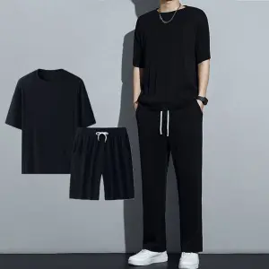 (Set of 3)Men's Summer Half Tshirt,Shorts and Joggers Set.