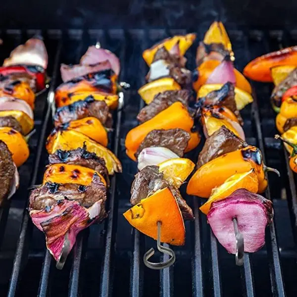 Set of 6 Round Metal Skewers 21 Inch Reusable Bbq Skewers Kebab Sticks for Grilling Meat Shrimp Chicken Vegetable Outdoor Cooking - Image 3