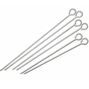 Set of 6 Round Metal Skewers 21 Inch Reusable Bbq Skewers Kebab Sticks for Grilling Meat Shrimp Chicken Vegetable Outdoor Cooking