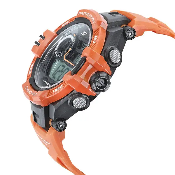 SF Digital Dial Orange PU Strap Watch for Men - Image 3