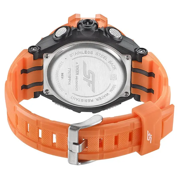 SF Digital Dial Orange PU Strap Watch for Men - Image 4