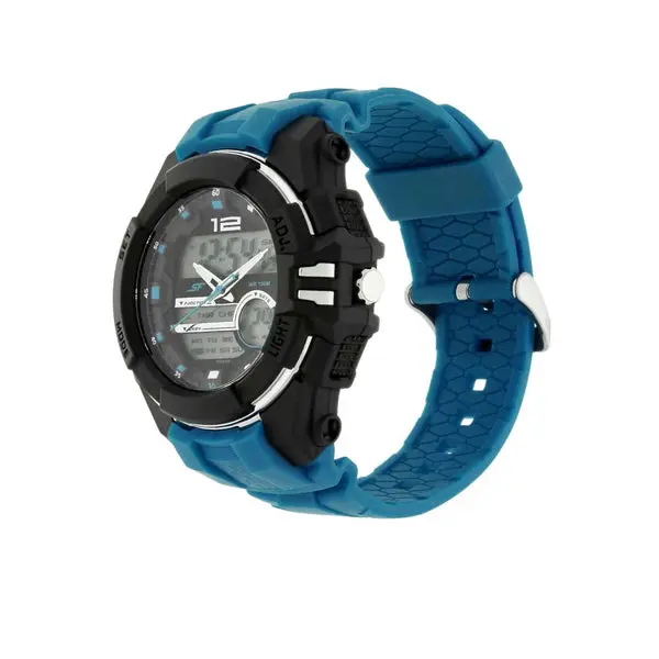 SF Quartz Analog Digital Black Dial Plastic Strap Watch for Men - Image 2