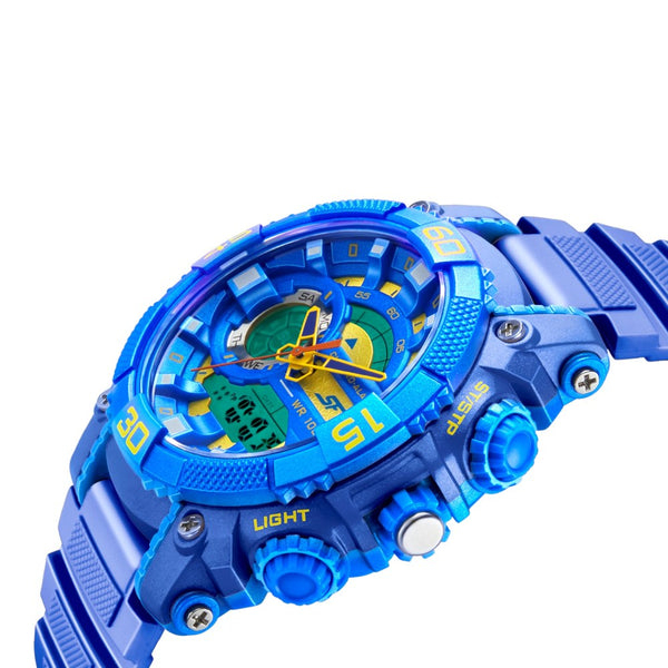 SF Quartz Analog Digital Blue Dial TPU Strap Watch for Men - Image 3