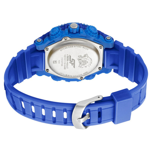 SF Quartz Analog Digital Blue Dial TPU Strap Watch for Men - Image 4