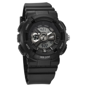 SF Unisex Classic Black Watch with Silver Accents - Timeless Elegance for Every Occasion