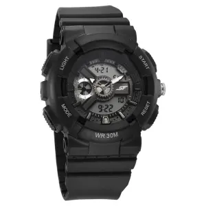 SF Unisex Classic Black Watch with Silver Accents - Timeless Elegance for Every Occasion