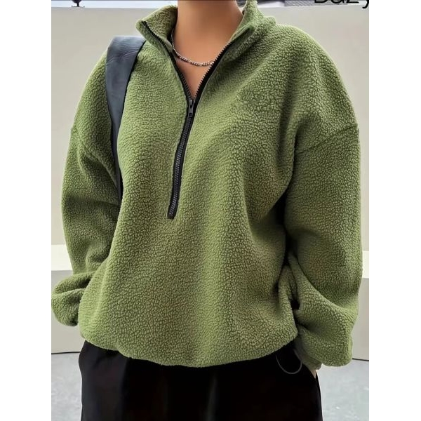 Sherpa Fur Ladies Half Zipped Free Size Sweatshirt . - Image 2
