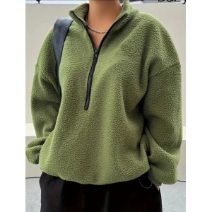 Sherpa Fur Ladies Half Zipped Free Size Sweatshirt .