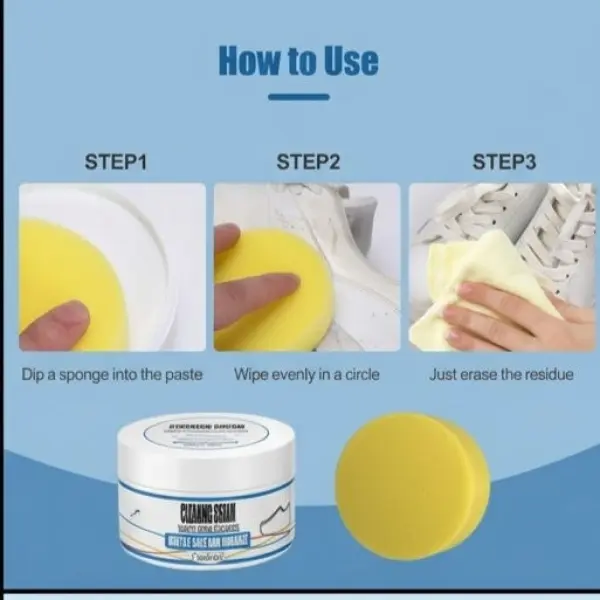 Shoe Cleaner | Shoe Polish Cleansing Cream - White Shoe Deontaminate Paste, Cleaning Cream for Canvas Mesh White Shoes - Image 3