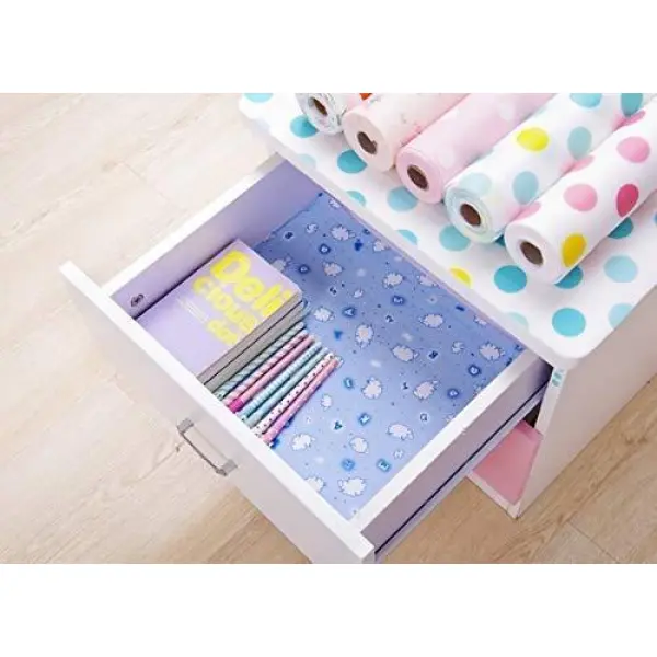 SHOPOBOX Kitchen Shelf Mats Roll Sheets for Cupboard Shelves Wardrobe Mats Antibacterial Cabinet Plastic Foam Household Wardrobe Drawer Pad Waterproof Non-Slip Paper Roll (Multicolor) (3 roll) - Image 2
