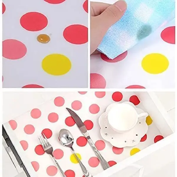 SHOPOBOX Kitchen Shelf Mats Roll Sheets for Cupboard Shelves Wardrobe Mats Antibacterial Cabinet Plastic Foam Household Wardrobe Drawer Pad Waterproof Non-Slip Paper Roll (Multicolor) (3 roll) - Image 5