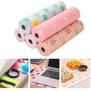 SHOPOBOX Kitchen Shelf Mats Roll Sheets for Cupboard Shelves Wardrobe Mats Antibacterial Cabinet Plastic Foam Household Wardrobe Drawer Pad Waterproof Non-Slip Paper Roll (Multicolor)