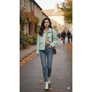 Short Coat Design Jacket.It Has Check Pattern. Different Sizes Available.