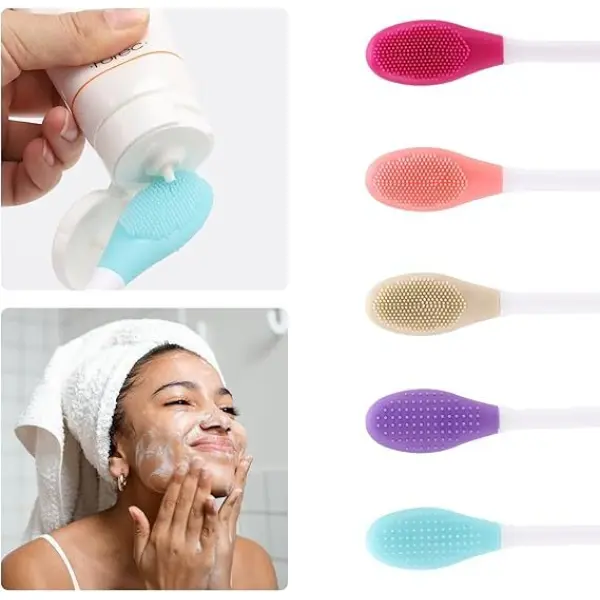 Silicone Face Mask Applicator , Double-Head Manual Cleansing Brush for Deep Gentle Exfoliating - Image 2